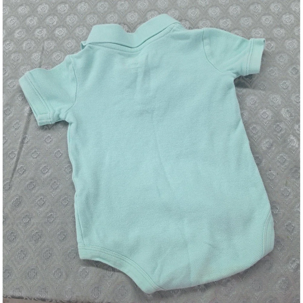 OshKosh Bgosh Baby Boy Mint Green Polo Bodysuit Short Sleeve 12M Pique Knit